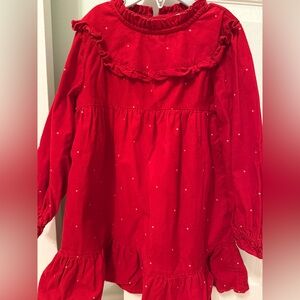 Marks & Spencer Red Ruffled Long Sleeve Dress
